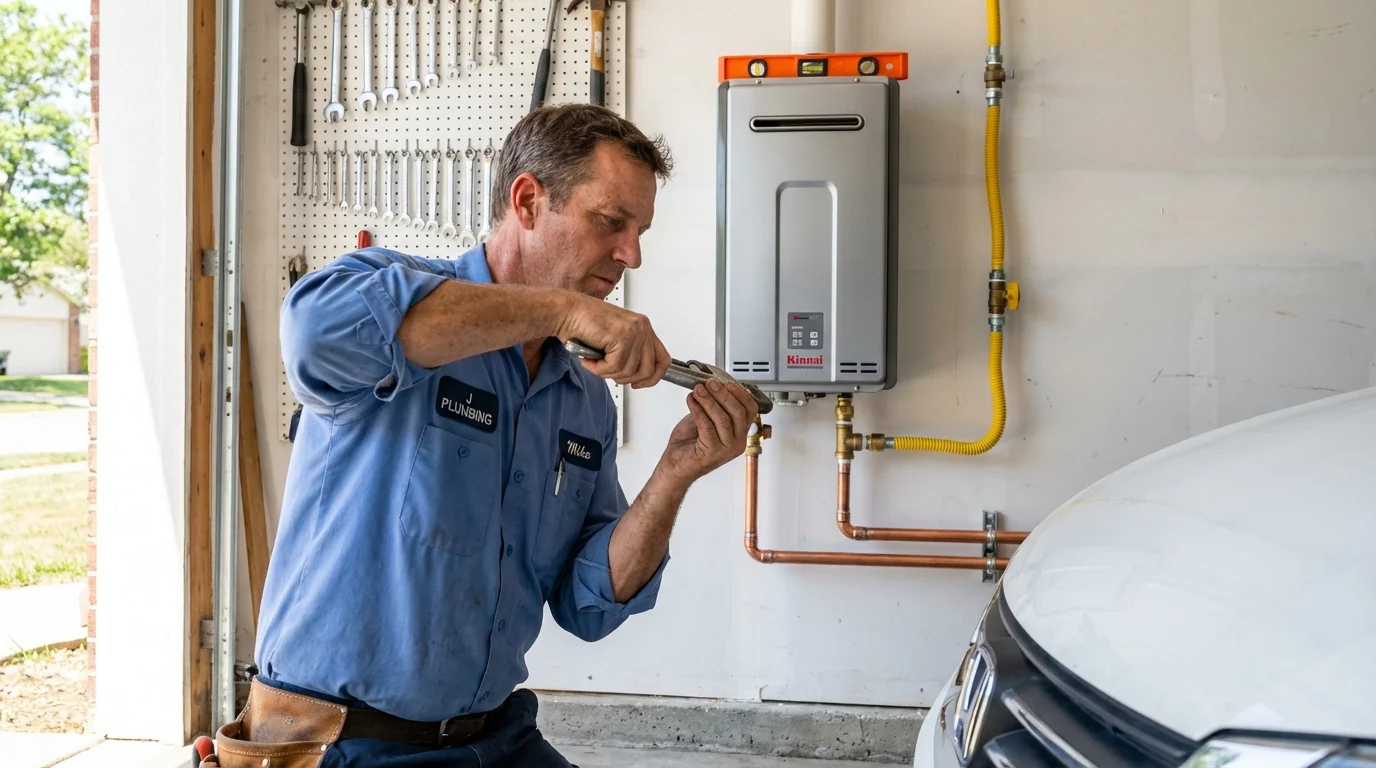 Tankless water heater installation by a Johns Plumbing LLC plumber in Minden